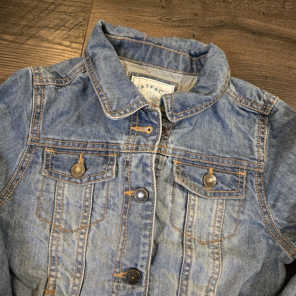 Fat Face Girls Denim Jacket 9-10Y Blue Cotton Jean Jacket Kids UK Brand